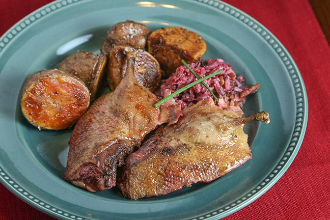 Duck with Cranberry-Bacon Wild Rice Recipe